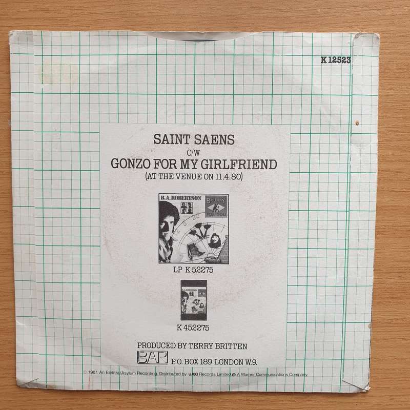 B. A. Robertson  Saint Saens - Vinyl 7" Record - Very-Good+ Quality (VG+) (verygoodplus7)