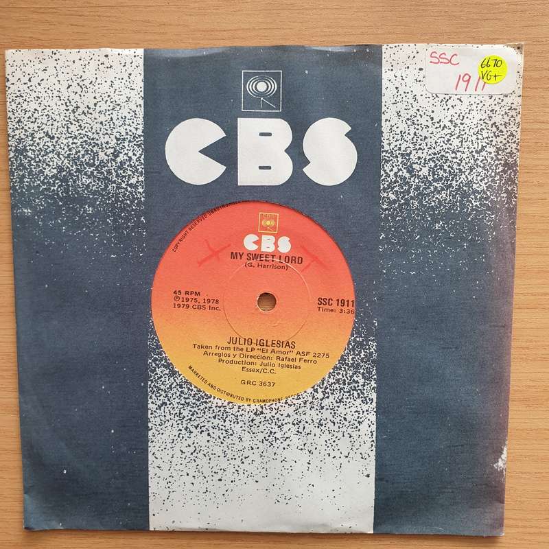 Julio Iglesias  My Sweet Lord - Vinyl 7" Record - Very-Good+ Quality (VG+) (verygoodplus7)