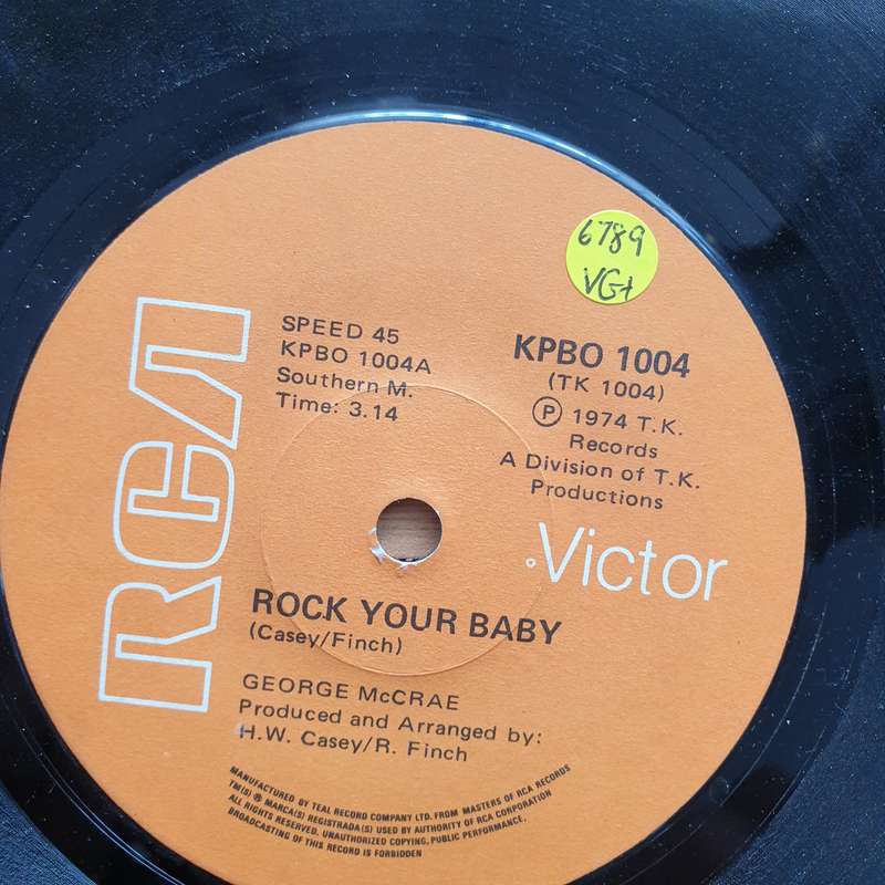 George McCrae  Rock Your Baby - Vinyl 7" Record - Very-Good+ Quality (VG+) (verygoodplus7)