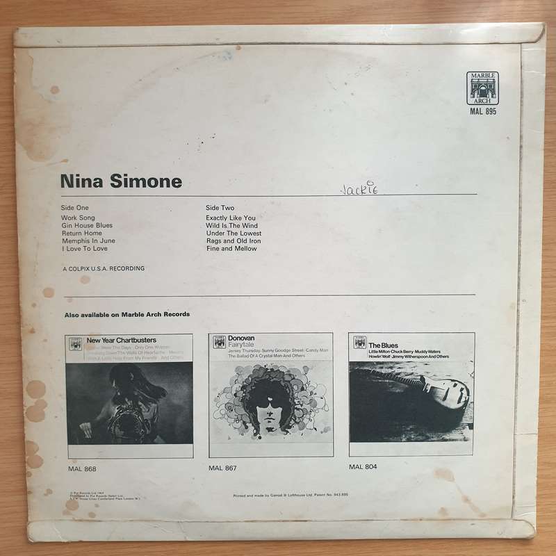 Nina Simone  Nina Simone - Vinyl LP Record - Very-Good+ Quality (VG+)