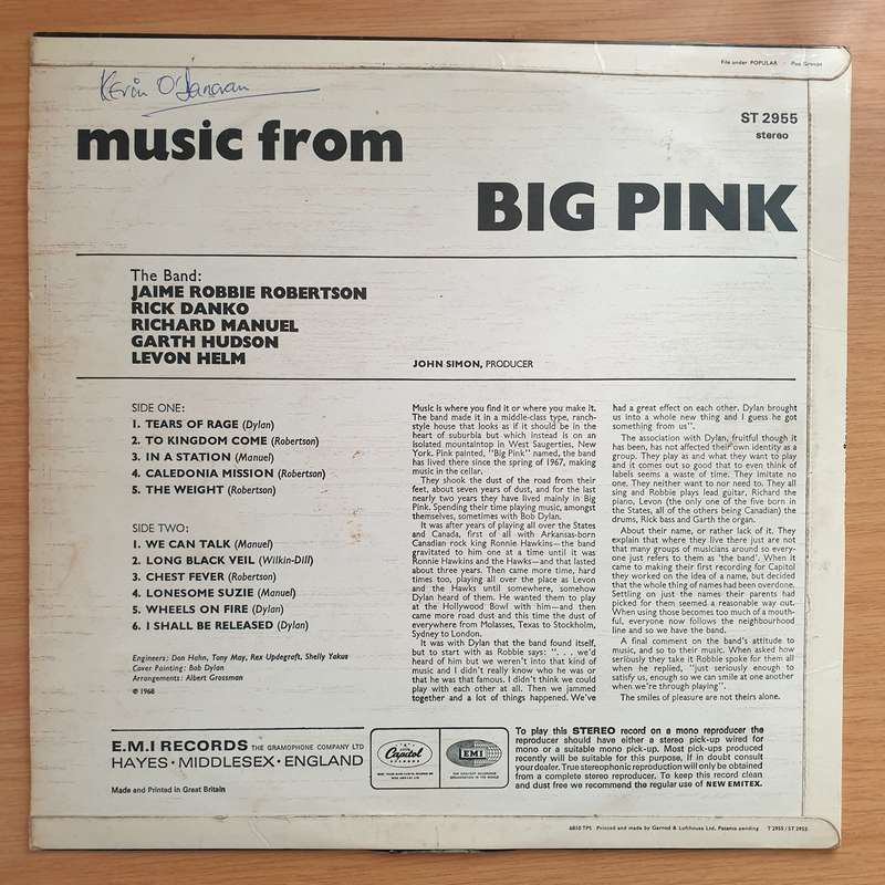 The Band  Music From Big Pink - Vinyl LP Record - Good+ Quality (G+) (gplus)