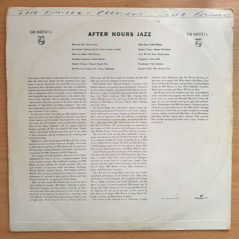 After Hours Jazz - Vinyl LP Record - Very-Good- Quality (VG-) (minus)