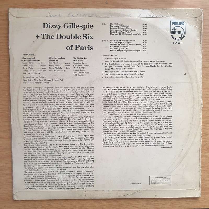 Dizzy Gillespie + The Double Six Of Paris - Vinyl LP Record - Good+ Quality (G+) (gplus)