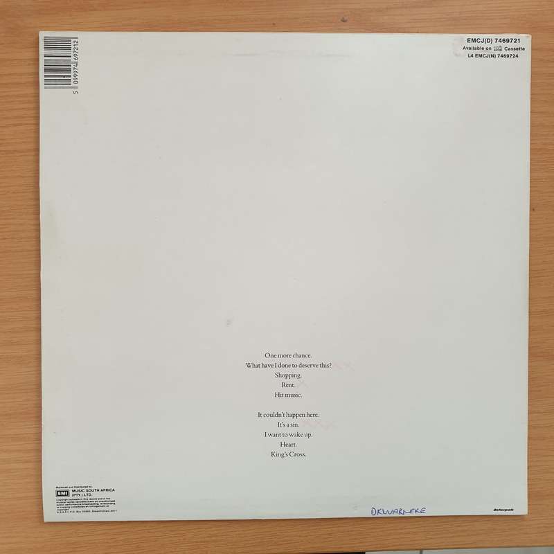 Pet Shop Boys  Actually -  Vinyl LP Record - Very-Good+ Quality (VG+)