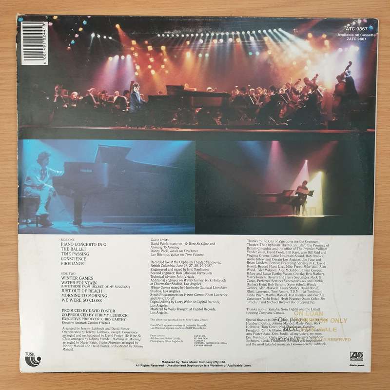 David Foster  The Symphony Sessions -  Vinyl LP Record - Very-Good+ Quality (VG+)