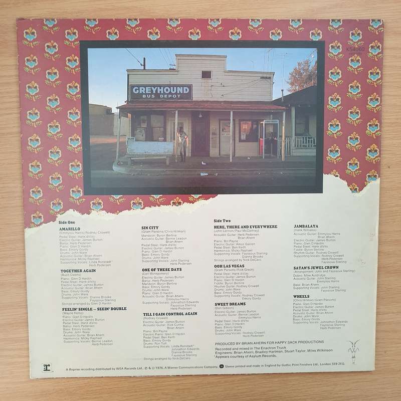 Emmylou Harris  Elite Hotel (UK Pressing) -  Vinyl LP Record - Very-Good+ Quality (VG+)