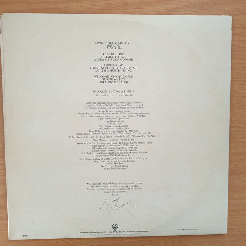 George Benson - Livin' Inside Your Love -  Vinyl LP Record - Very-Good+ Quality (VG+)