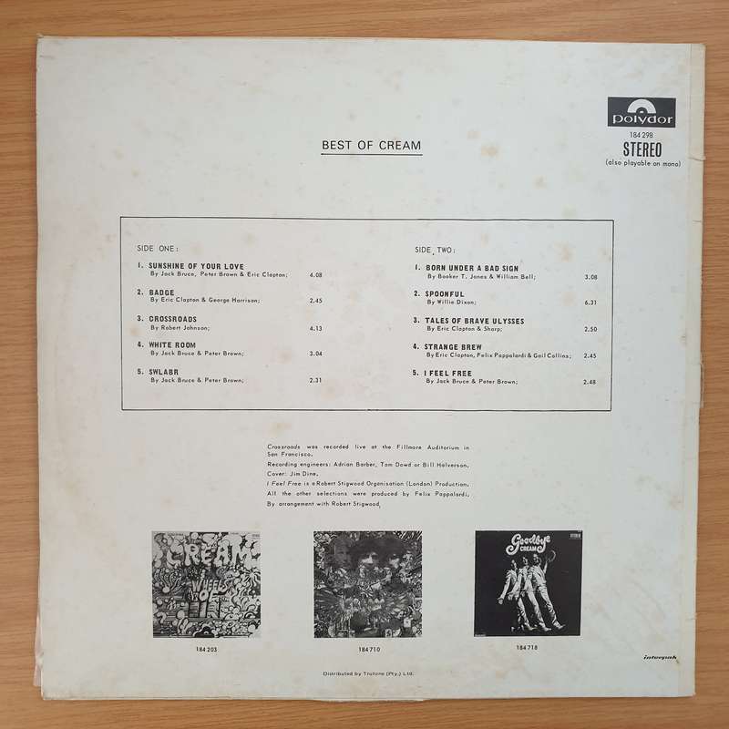 Cream  Best Of Cream - Vinyl LP Record - Very-Good Quality (VG) (verry)