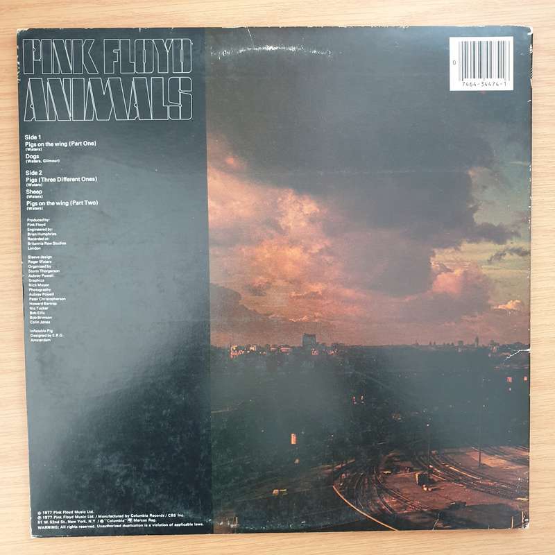 Pink Floyd  Animals -  Vinyl LP Record - Very-Good+ Quality (VG+)