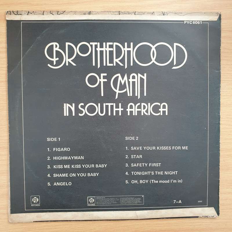 Brotherhood Of Man  Brotherhood Of Man In South Africa (Rhodesia Release) -  Vinyl LP Record -...