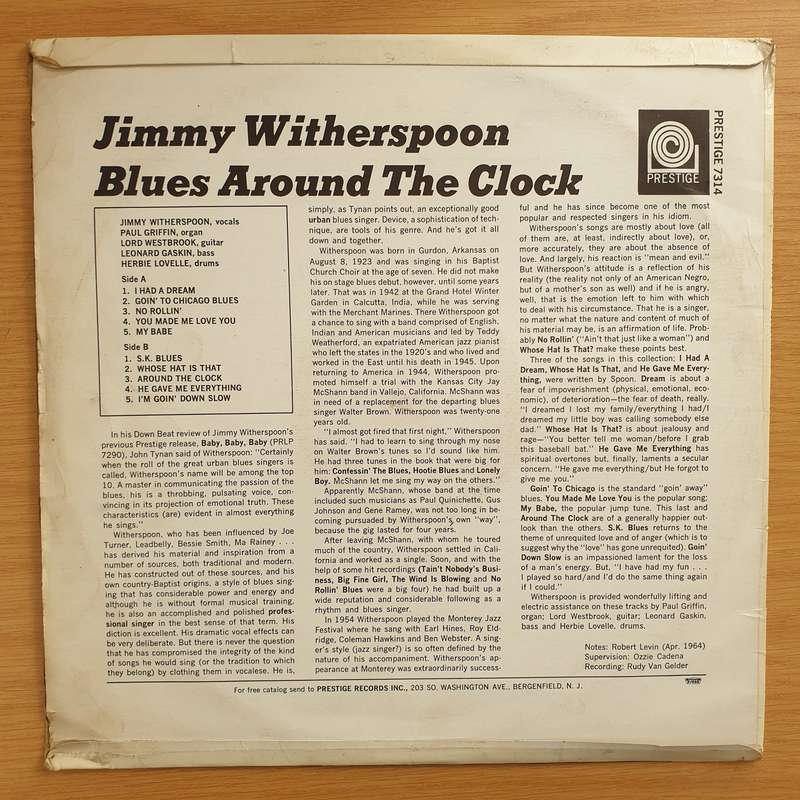 Jimmy Witherspoon  Blues Around The Clock - Vinyl LP Record - Good+ Quality (G+) (gplus)