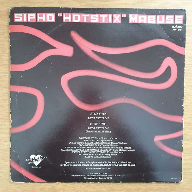Sipho "Hotstix" Mabuse  Let's Get It On - Vinyl LP Record - Very-Good Quality (VG) (verry)
