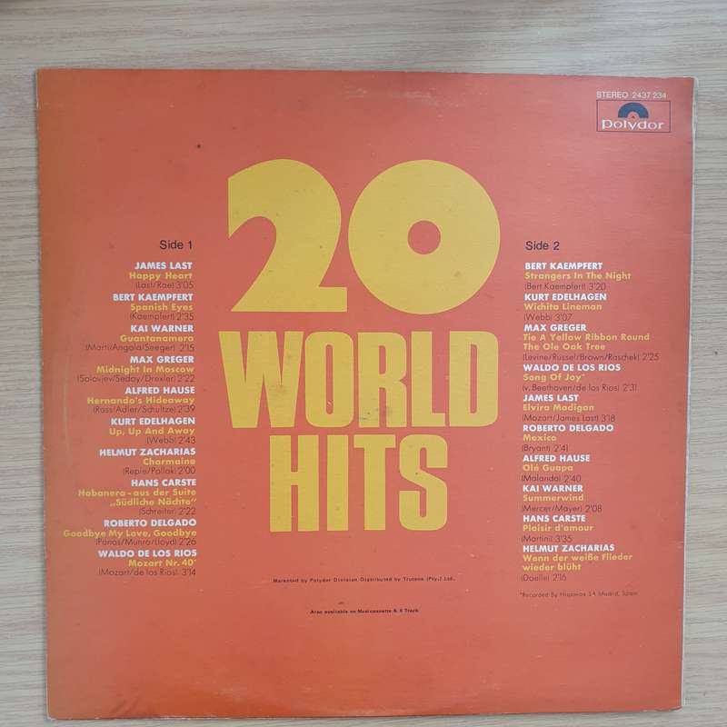 20 World Hits - Original Artists -  Vinyl LP Record - Very-Good+ Quality (VG+)