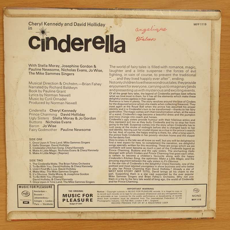 Cinderalla - The Story of - Cheryl Kennedy and David Holliday - Vinyl LP Record - Very-Good Quali...