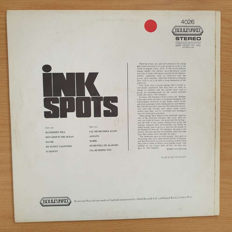 The Ink Spots  The Inkspots Sing And Play -  Vinyl LP Record - Very-Good+ Quality (VG+)
