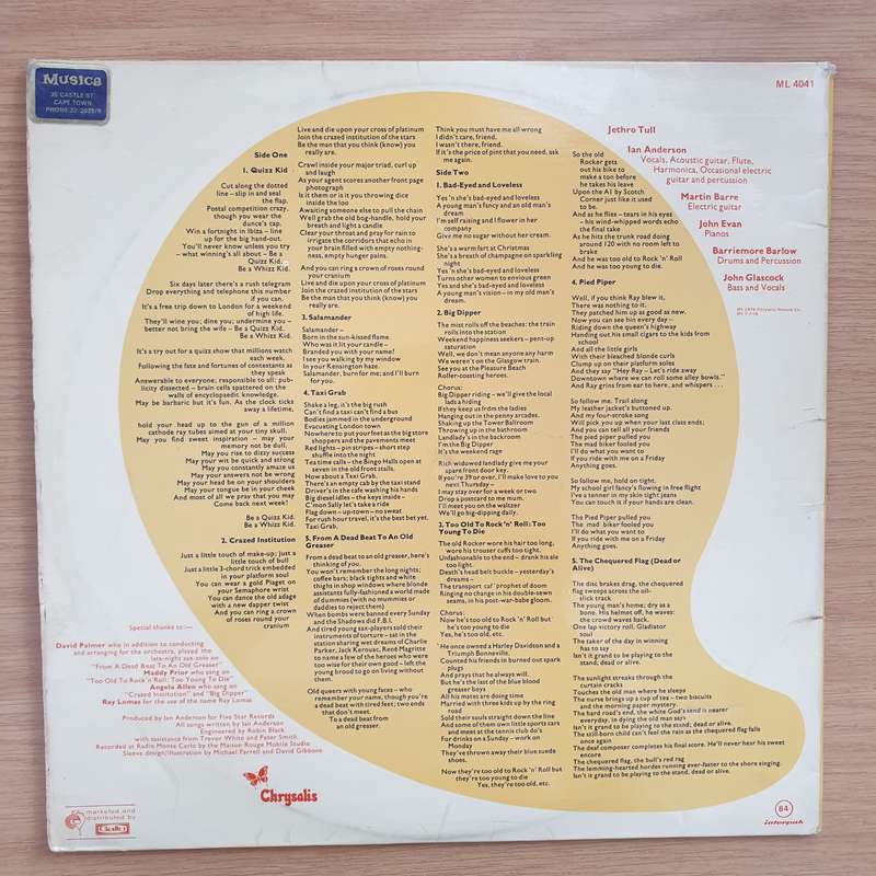 Jethro Tull - Too Old to Rock & Roll, Too Young to Die  - Vinyl LP Record - Opened  - Very-Good+ ...