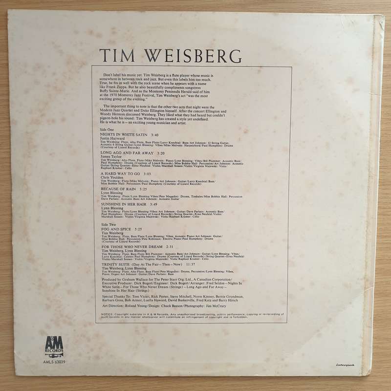 Tim Weisberg  Tim Weisberg - Vinyl LP Record - Very-Good+ Quality (VG+)