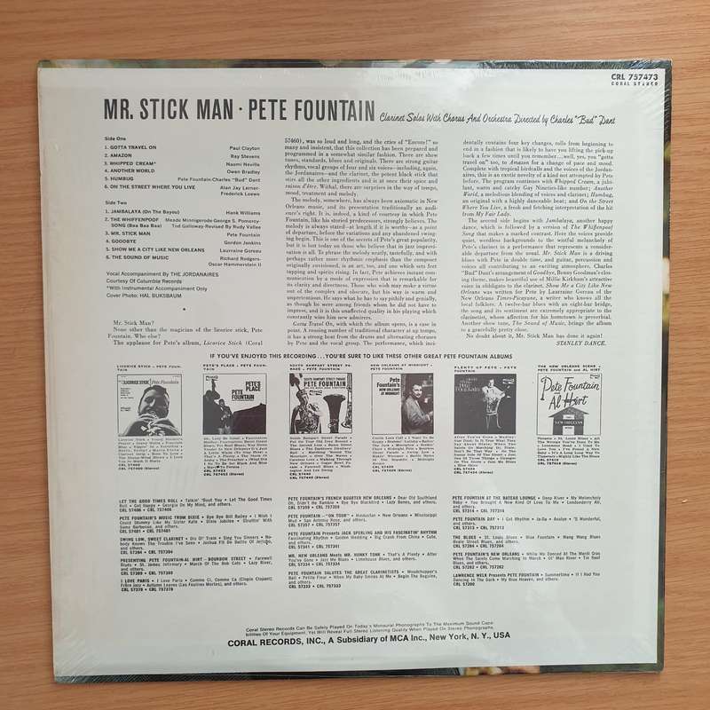 Pete Fountain  Mr. Stick Man -  Vinyl LP Record - Very-Good+ Quality (VG+)