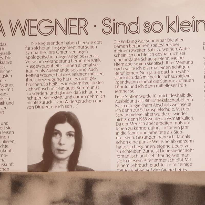 Bettina Wegner  Sind So Kleine Hände -  Vinyl LP Record - Very-Good+ Quality (VG+)