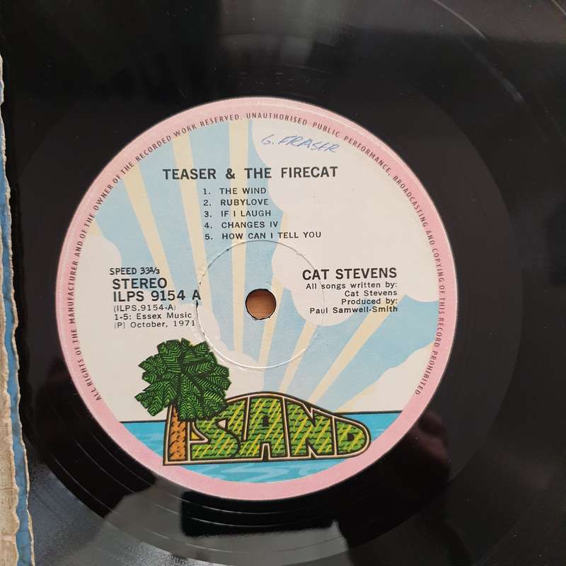 Cat Stevens - Teaser and the Firecat (with lyrics inner) - Vinyl LP Record - Very-Good Quality (V...