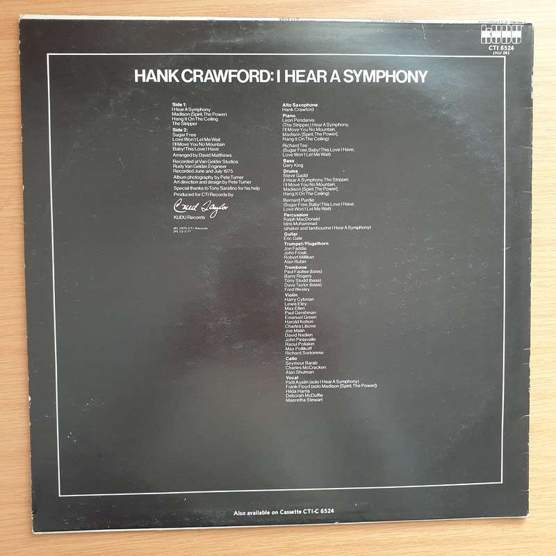 Hank Crawford  I Hear A Symphony - Vinyl LP Record - Very-Good+ Quality (VG+)