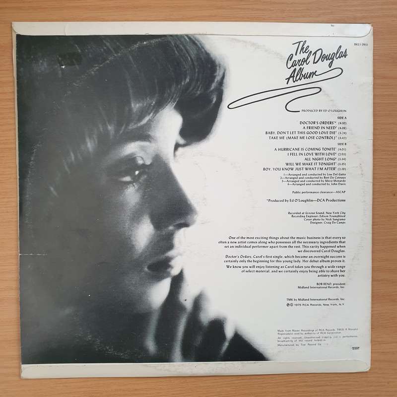 Carol Douglas  The Carol Douglas Album - Vinyl LP Record - Very-Good+ Quality (VG+)