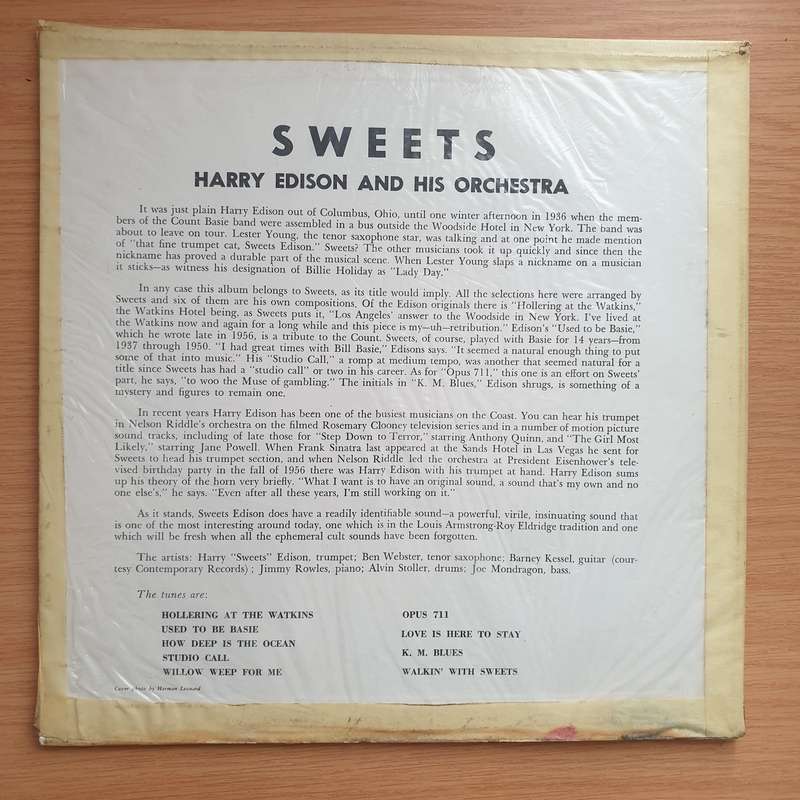 Harry Edison And His Orchestra  Sweets (Japan Pressing) - Vinyl LP Record - Very-Good+ Quality...