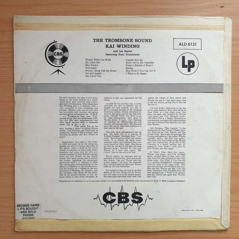 Kai Winding And His Septet  The Trombone Sound - Vinyl LP Record - Very-Good Quality (VG) (verry)