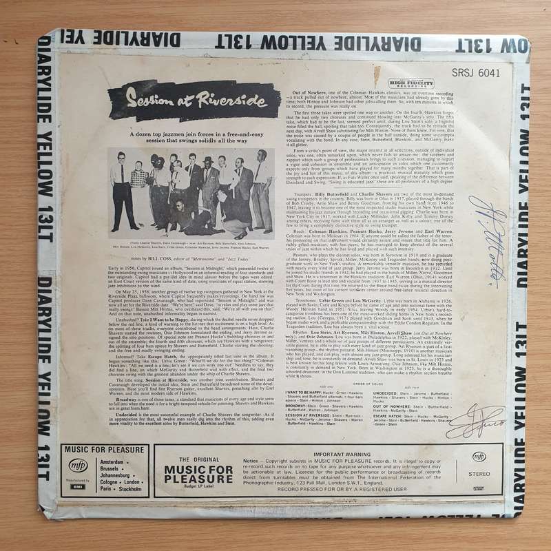 Session At Riverside - Vinyl LP Record - Very-Good Quality (VG) (verry)