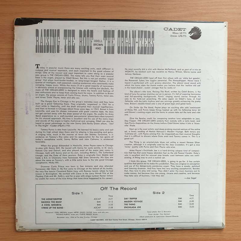 Odell Brown & The Organ-izers  Raising The Roof - Vinyl LP Record - Very-Good Quality (VG) (ve...