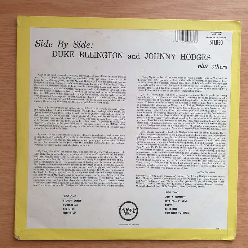 Duke Ellington And Johnny Hodges  Side By Side  - Vinyl LP Record - Good+ Quality (G+) (gplus)