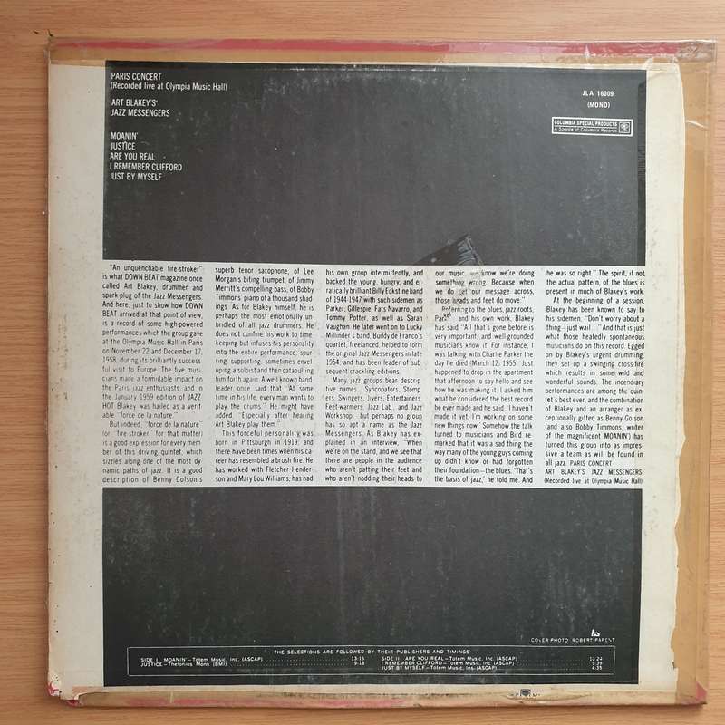 Art Blakey's Jazz Messengers  Paris Concert - Vinyl LP Record - Very-Good Quality (VG) (verry)