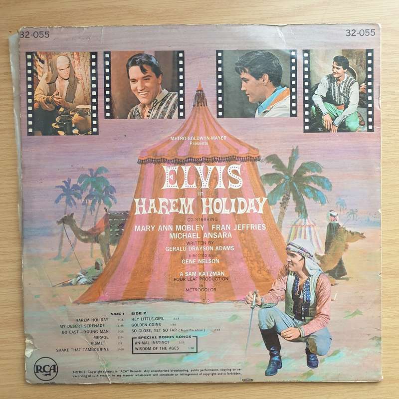Elvis With The Jordanaires  Harem Holiday - Vinyl LP Record - Very-Good Quality (VG) (verry)
