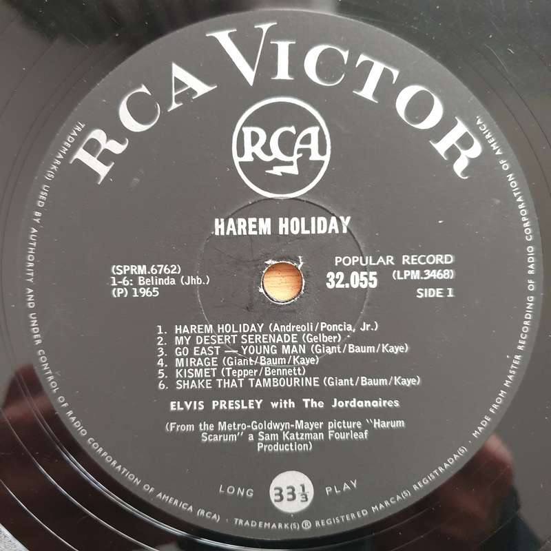Elvis With The Jordanaires  Harem Holiday - Vinyl LP Record - Very-Good Quality (VG) (verry)