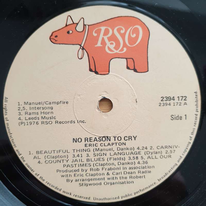 Eric Clapton  No Reason To Cry - Vinyl LP Record - Very-Good+ Quality (VG+) (verygoodplus)