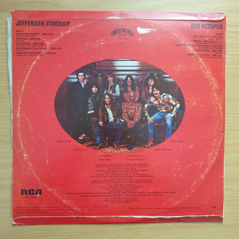 Jefferson Starship  Red Octopus - Vinyl LP Record - Very-Good+ Quality (VG+) (verygoodplus)