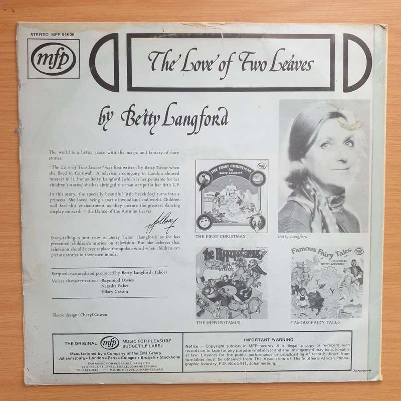 Betty Langford  The Love Of Two Leaves - Vinyl LP Record - Very-Good Quality (VG) (verry)
