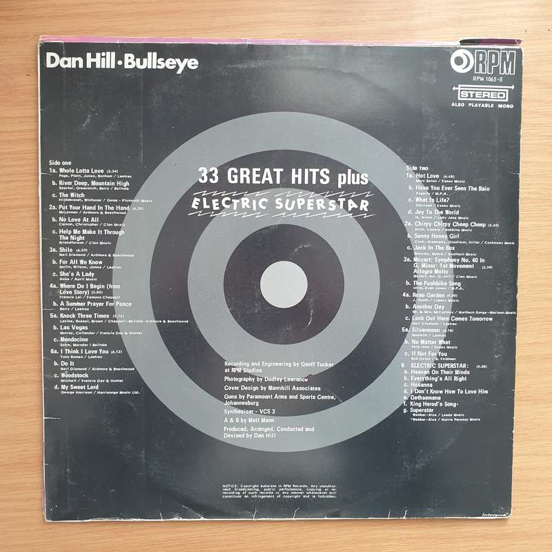Dan Hill - Bullseye  Vinyl LP Record - Very-Good+ Quality (VG+) (verygoodplus)