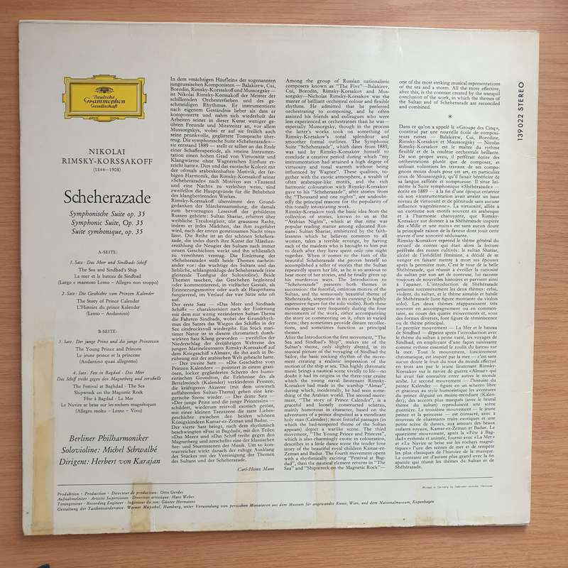 Rimsky-Korssakoff - Berliner Philharmoniker  - Herbert von Karajan  Scheherazade - Vinyl LP Re...
