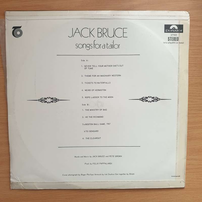 Jack Bruce  Songs For A Tailor -  Vinyl LP Record - Very-Good+ Quality (VG+) (verygoodplus)