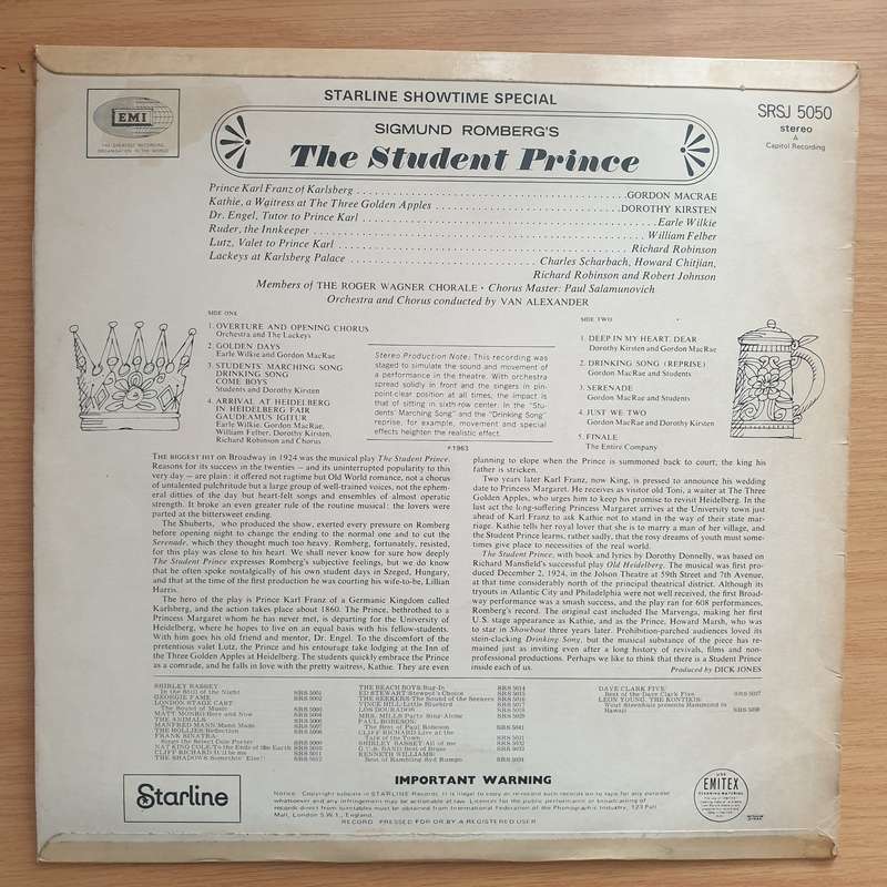 The Student Prince - Gordon MacRae · Dorothy Kirsten  Vinyl LP Record - Very-Good+ Quality (V...