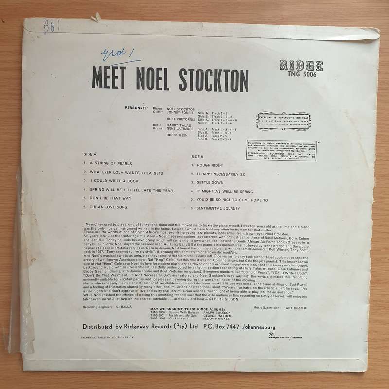 Noel Stockton - Meet Noel Stockton  Vinyl LP Record - Very-Good+ Quality (VG+) (verygoodplus)