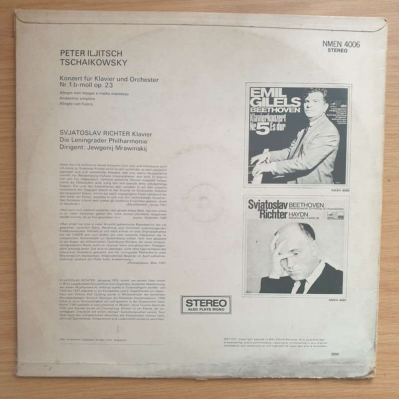 Tschaikowsky, Svjatoslav Richter, Leningrader Philharmonie, Jewgenij Mrawinskij  Klavierkonzer...