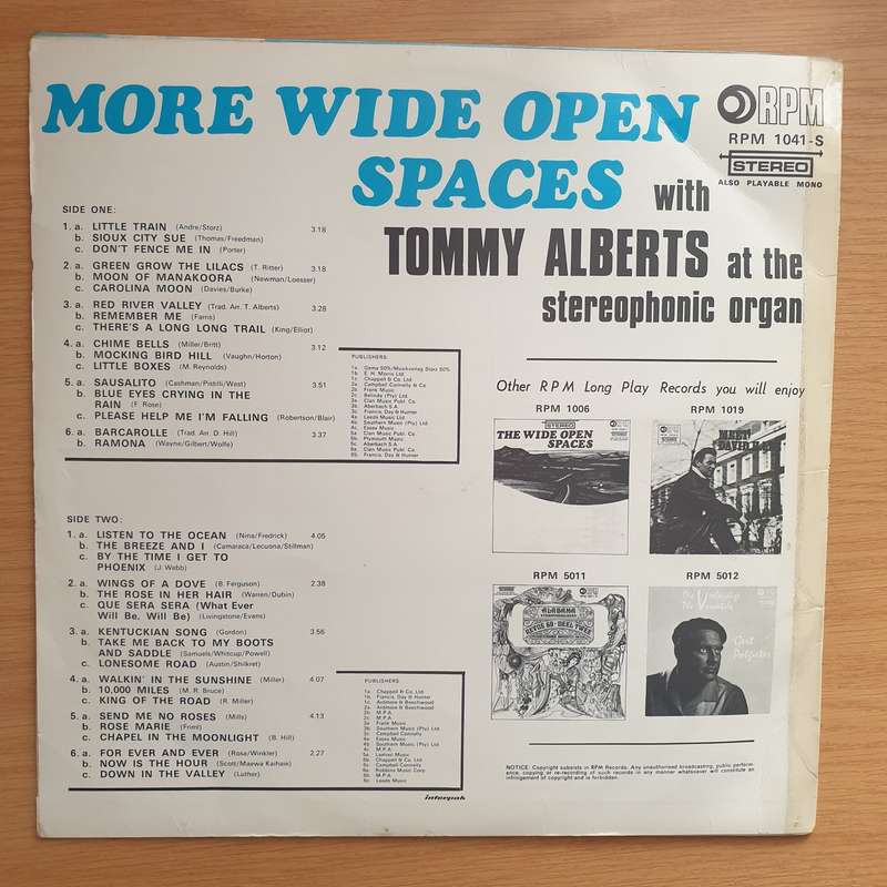 Tommy Alberts - More Wide Open Spaces - Vinyl LP Record  (VG+)