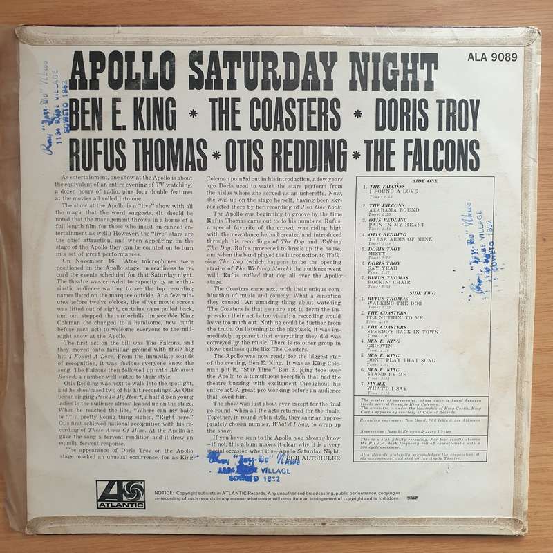 Apollo Saturday Night  Vinyl LP Record - Very-Good+ Quality (VG+) (verygoodplus)