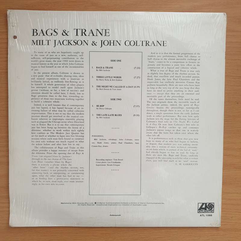 Milt Jackson & John Coltrane  Bags & Trane - Vinyl LP Record - Very-Good+ Quality (VG+)