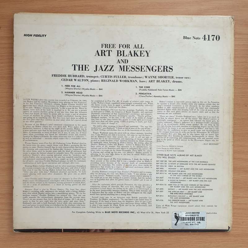 Art Blakey & The Jazz Messengers  Free For All - Vinyl LP Record - Very-Good Quality (VG) (...