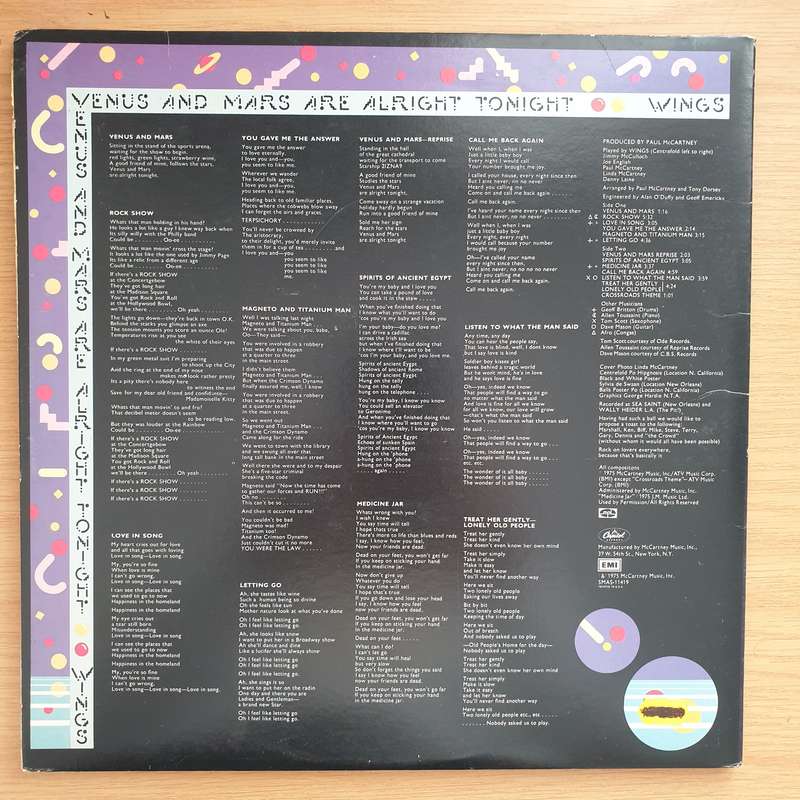 Wings  Venus And Mars - (US Press) (Includes 2 x Full Posters) - Vinyl LP Record - Very-Good+ ...