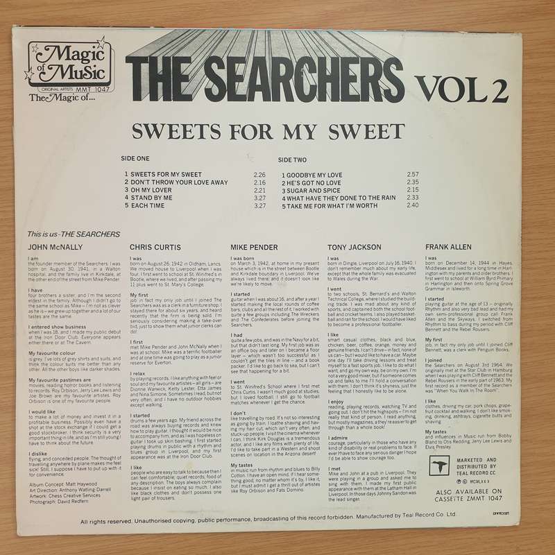 The Searchers - Vol 2  Sweets For My Sweet - Vinyl LP Record - Very-Good+ Quality (VG+)