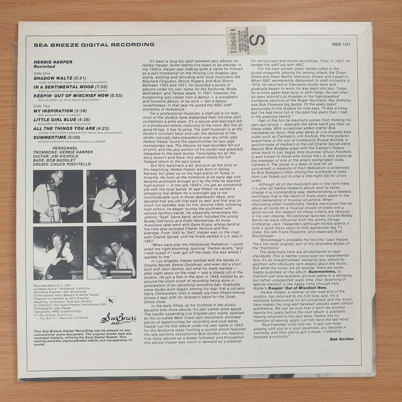 Herbie Harper  Herbie Harper Revisited - Vinyl LP Record - Very-Good+ Quality (VG+)